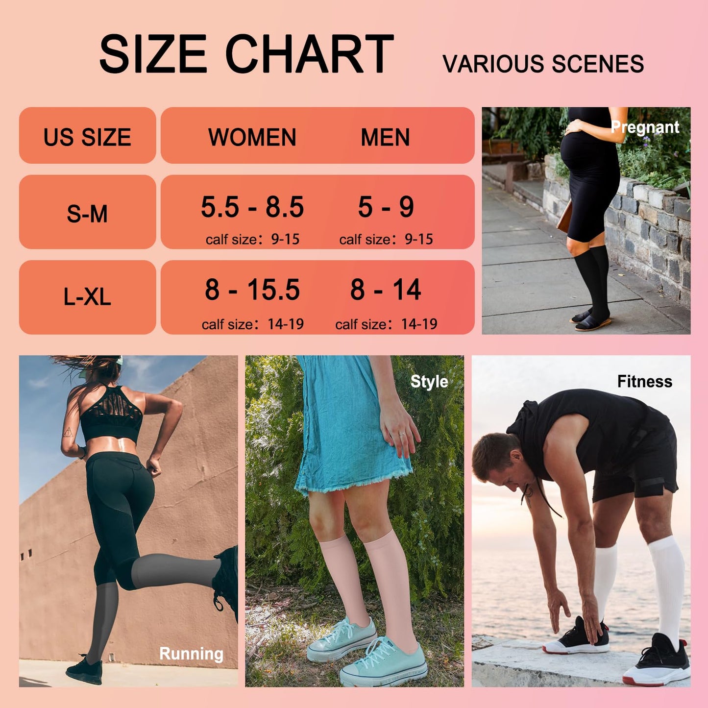 Iseasoo 4 Pairs Compression Socks for Women Circulation-Best Support for Nurses,Running,Athletic,Travel L-XL