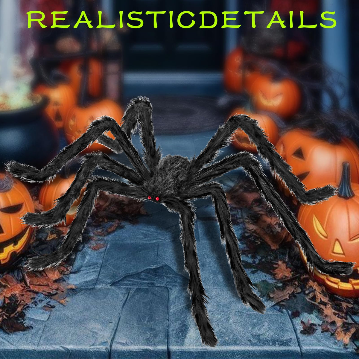 QPMR Halloween Decorations Outdoor, 2PCS 79" Scary Giant Spiders, Halloween Party Decorations, Large Haunted House Props,Yard Lawn Decorations Indoor Black