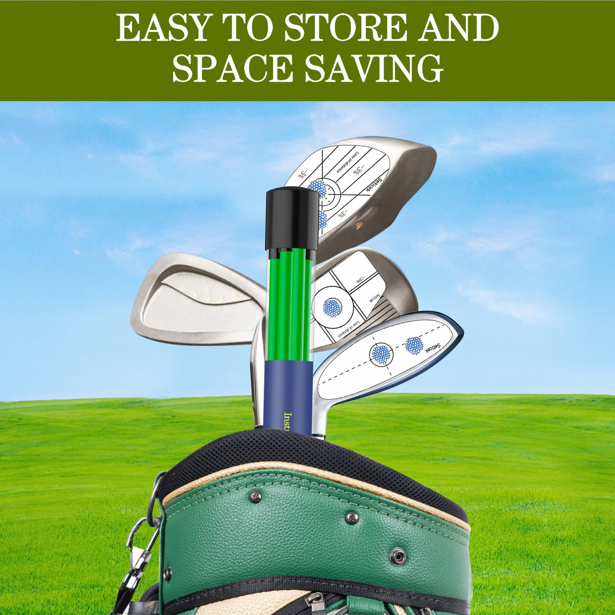 Seticek Golf Alignment Sticks 2 Pack,Upgraded 48" Collapsible Alignment Stick Golf Training Aid for Aiming, Putting, Swing Trainer, Golf Training Sticks with Clear Tube Case(Green)
