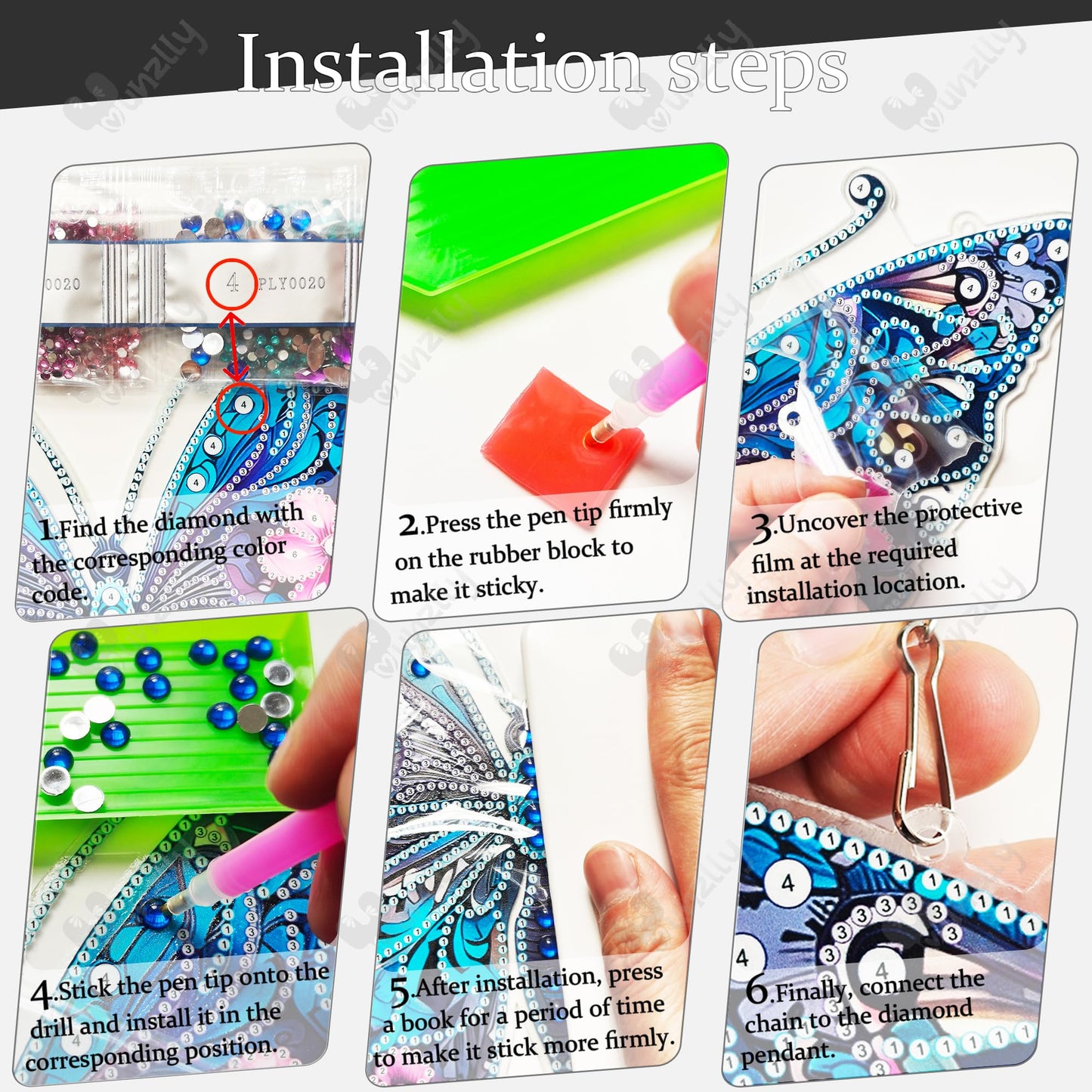 Yunzlly DIY Hanging Diamond Art Pendant Kit, Special Crystal Double Sided Diamonds Painting Ornament Kit for Adults, Acrylic Gem Painting Board for Window&Door&Wall (Flower)