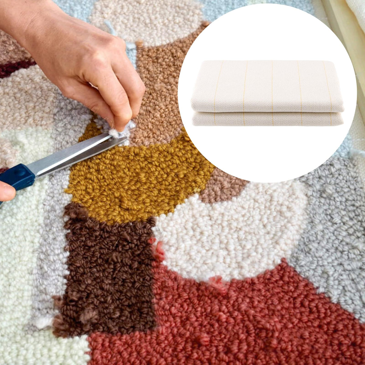SHEUTSAN 2 PCS 59 x 59 Inches Tufting Cloth, Large Rug Tufting Cloth Bulk, Fabric with Marked Line for Punch Needle