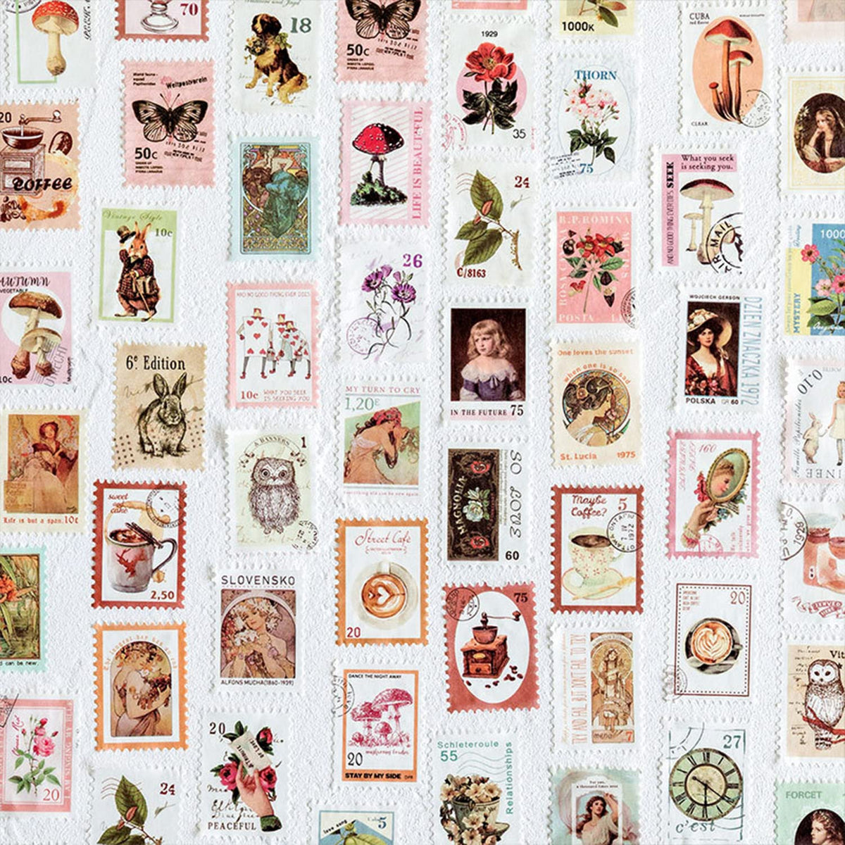 BLEDS 400PCS Vintage Journaling Supplies Pack, Scrapbook Supplies Scrapbook Paper Kit Aesthetic Scrapbook Paper Set Postage Journaling Stamp Stickers for Junk Journals Planner Retro Craft