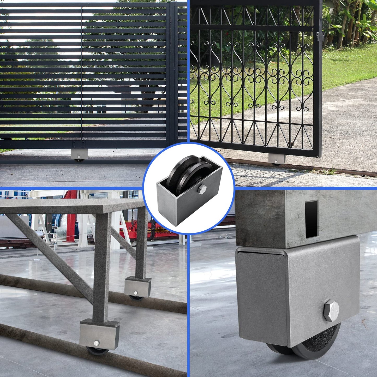 Handsammu 4"x 1.5" V-Groove Wheel with Box - cast Iron Wheel,Capacity up to 600 Lb. Use for Slide Gate,Rolling Door with V-Track(1 Wheel with Box)