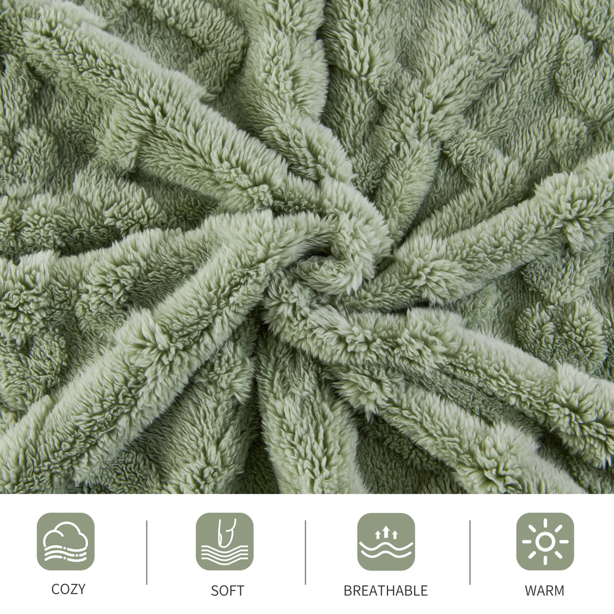 Aganear Flannel Throw Blanket - Cozy Soft Lightweight Fuzzy Blanket for Women Portable Throw Blankets for Couch, Warm Present for Birthday, Christmas, Halloween, Housewarming(50"x60", Sage Green)