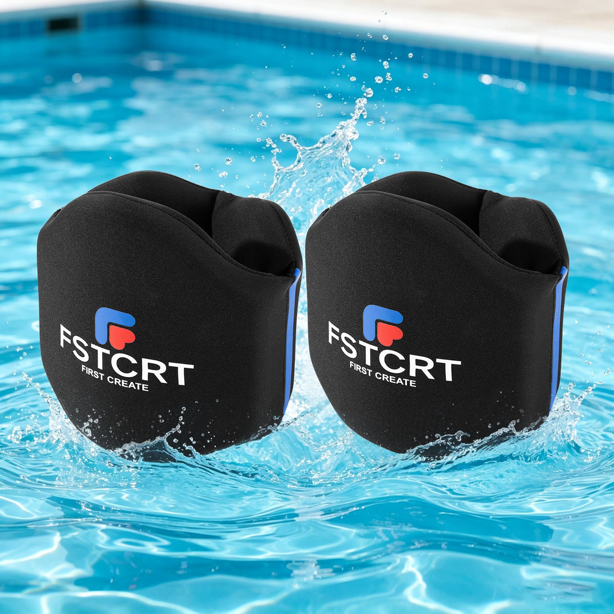 Fstcrt 2 Pcs Foam Aquatic Cuffs Exercise Equipment, Water Aerobics Float Ring with Adjustable Webbing, Pool Exercise Workout Set, Water Ankle Ring for Adults