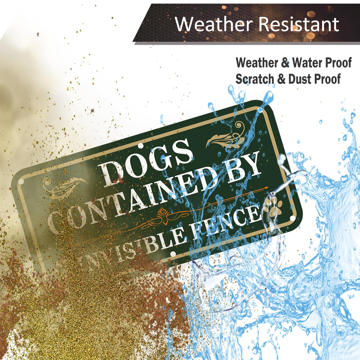 FKNSGR Dogs Contained By Invisible Fence Sign 2 Pack, 12 x 6 inches Rust Free .040 Aluminum Beware Of Dog Sign, UV Protected, Fade Resistant