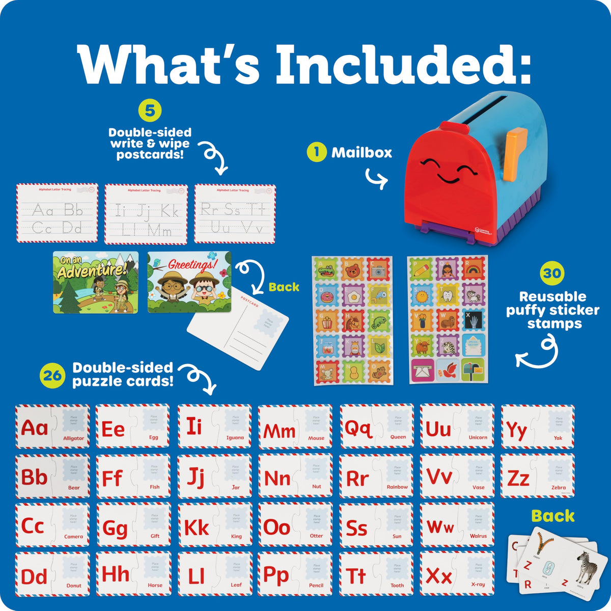 Learning Resources Alphabet Learning Mailbox - Montessori Toddler Toys, ABC Letter Tracing, Writing Practice, Manipulatives for Preschoolers, Gifts for Boys and Girls, Pretend Play, Fine Motor
