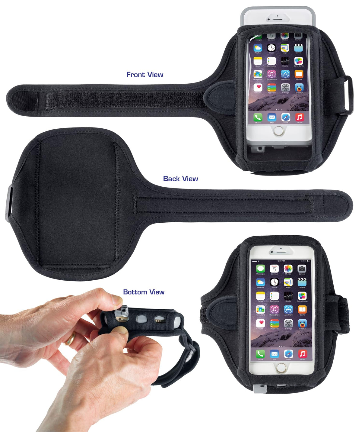 Tune Belt AB92 Cell Phone Armband for Running - Fits iPhone 17/16/15/14/13 Pro Max, Plus, Samsung Galaxy Ultra/Plus/Note and Large Phones with Protective Cases, Sweat-Resistant Exercise Holder (Black)