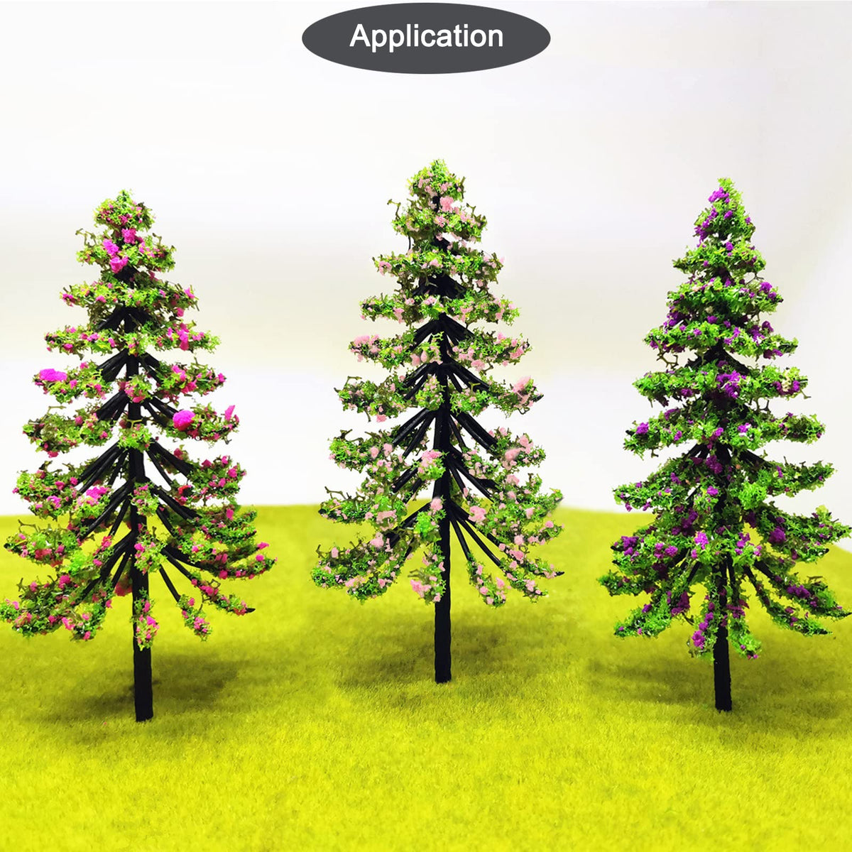 PrettyLife Miniature Flower Grass Cluster Tufts Material Colorful for DIY Mini Dollhouse Fairy Garden Tree Railway Simulated Static Scenery Micro Landscape Model (Rose)