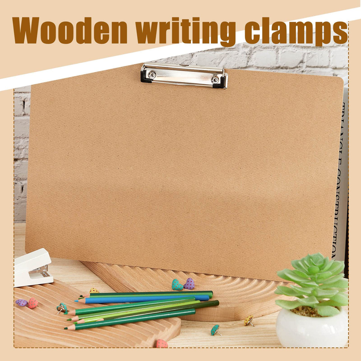 Henoyso 8 Pcs 11x17 Clipboard Wooden Horizontal Lap Board Extra Large Wood Clip Board with Low Profile Clip Desk Brown Landscape for Drawing Sketch Art for Classroom Office School Architects