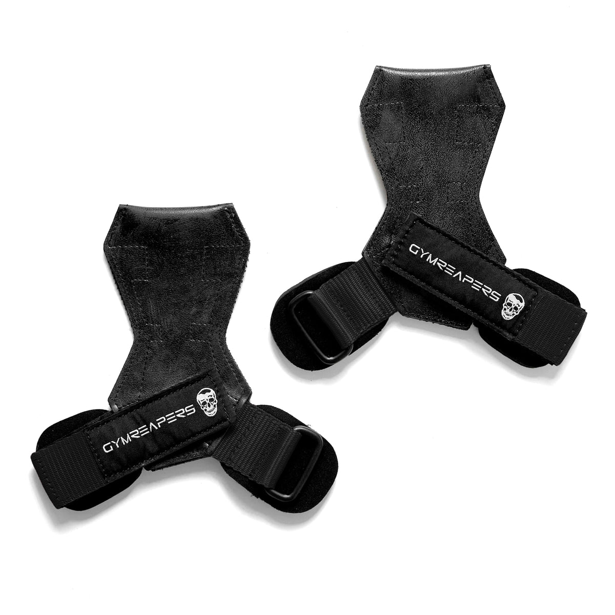 Gymreapers Weight Lifting Grips (Pair) for Heavy Powerlifting, Deadlifts, Rows, Pull Ups, with Neoprene Padded Wrist Wraps Support and Strong Rubber Gloves or Straps for Bodybuilding (Black, Small)