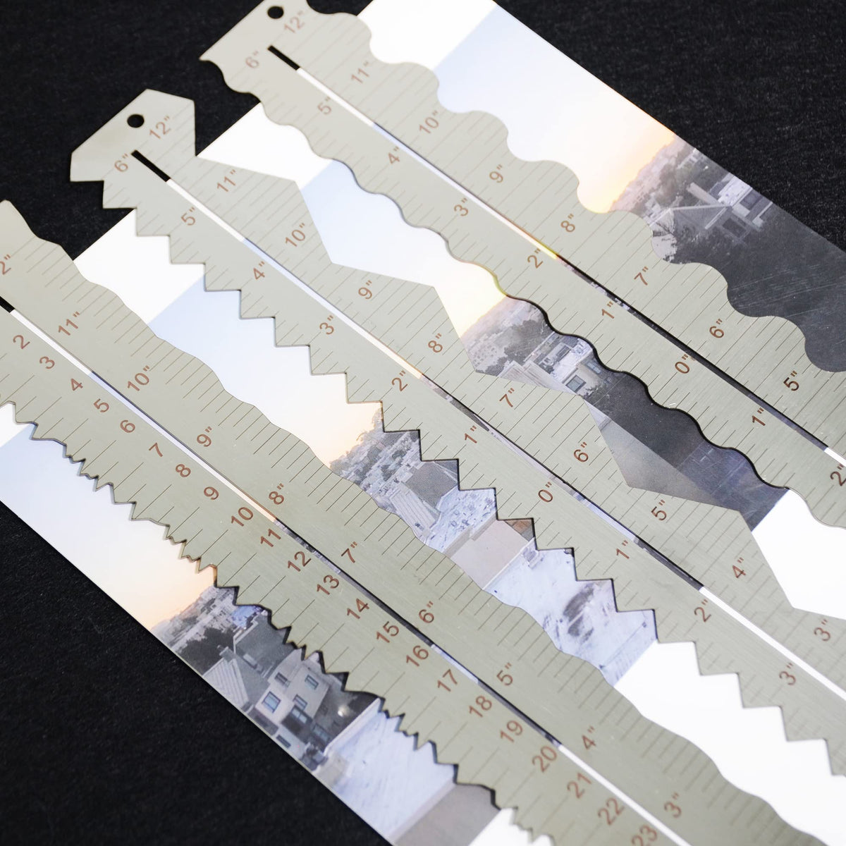UPTTHOW 3PCS Stainless Steel Metal Paper Tearing Ruler Craft Ruler for Cutting Paper to Wavy Line Jagged and Irregular Edges 12'' Measuring Tool for Engineering School Office Architect and Drawing