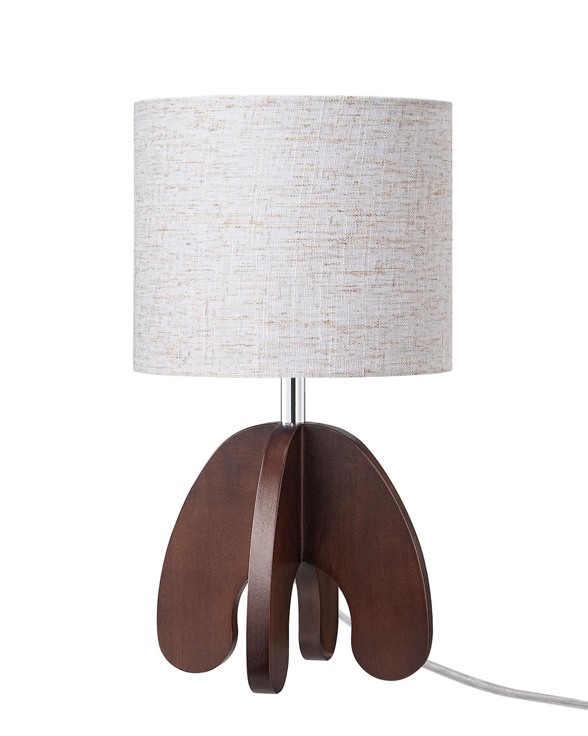 EDISHINE 14.17" Small Table Lamp, Integrated Four-Legged Wooden Bedside Lamp Base, Beige Linen Lampshade, E26, Modern Nightstand Lamp for Nursery, Bedroom, End Table, ON/Off Switch