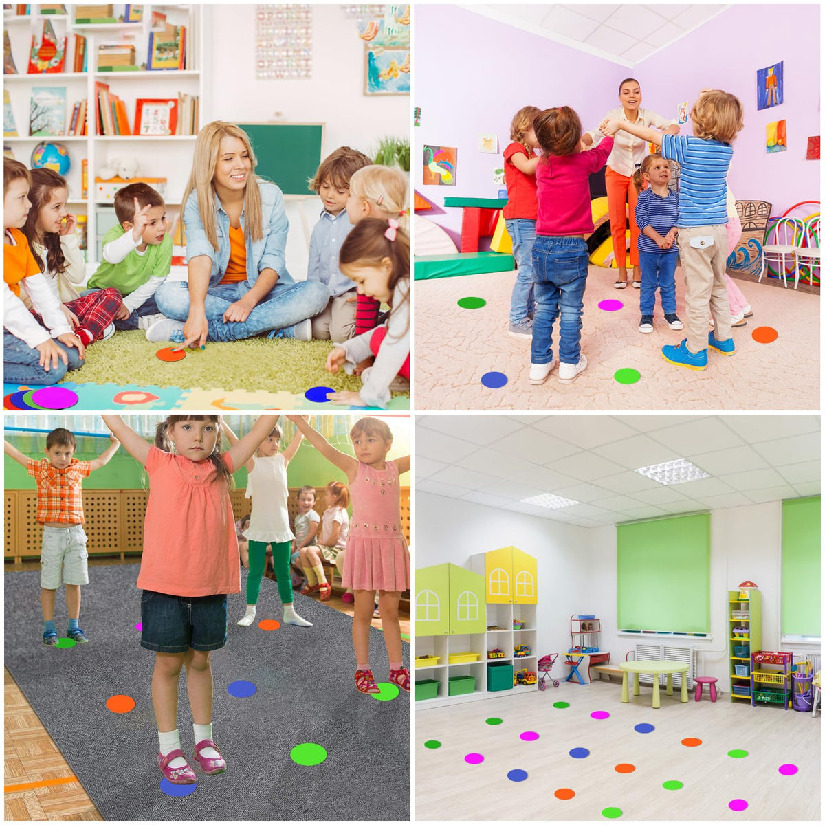 ZIECE Poly Spot Markers 4inch Poly Spots for Gym Floor, 24 Pcs Flat Cones Non-Slip Rubber Floor Dots Agility Markers for Soccer Basketball Sports Speed Training, Dance, Classroom Activities
