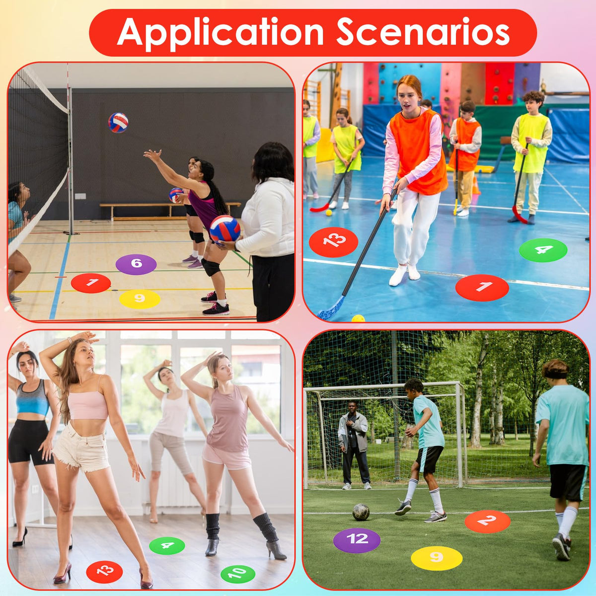 Douaowoc 24 Pieces 9 Inch Poly Spots, Anti-Slip Spot Markers Floor Spots, Waterproof Flat Filed Cones Poly Dots for Agility Drills, Basketball, Football Training, Sport Activities and Exercise