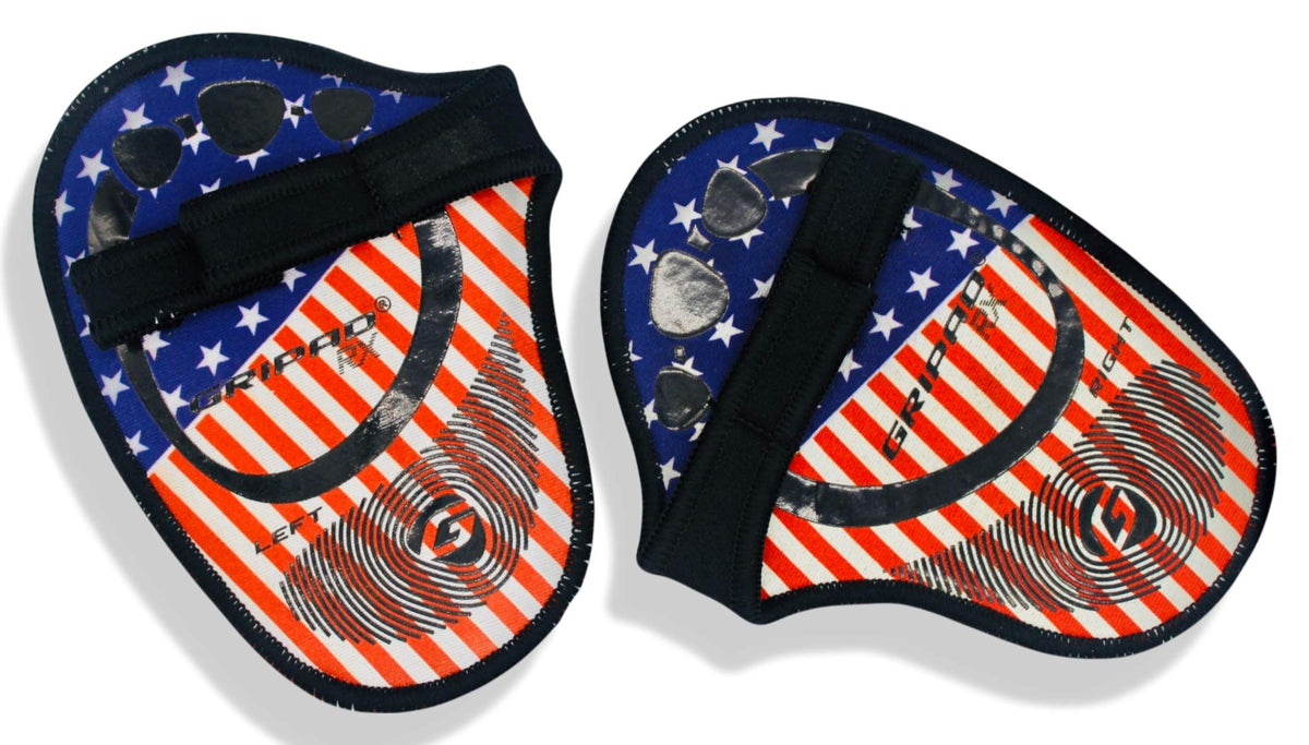 Gripad RX Lifting Grips | The Most Durable Grip Pads Yet | The Alternative to Weight Lifting Gloves, Gym Workouts, WOD, Weightlifting | Neoprene Hand Grips | Flexible Rubber Palm (American Flag)