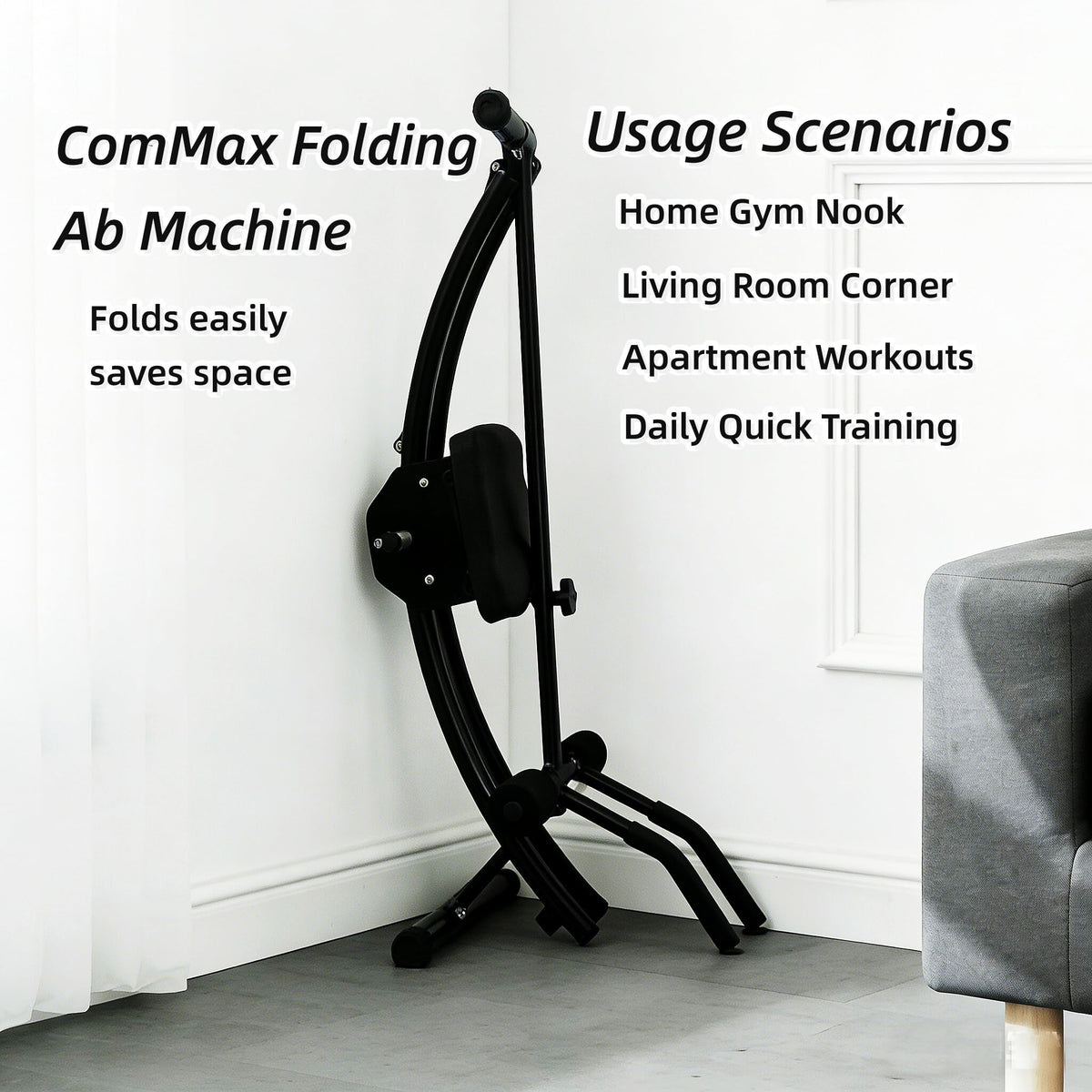 Adjustable Ab Machine - Foldable Home Gym Core Trainer for Abs, Waist, Thighs & Back | Sports Strength Equipment