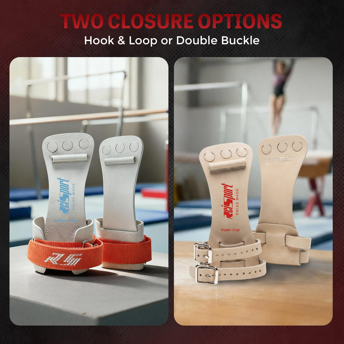 Reisport High Bar Gymnastics Grips for Men - Premium Leather Hand Grips for Gymnastics Bars - Gymnastics Equipment & Accessories for Advanced Gymnasts