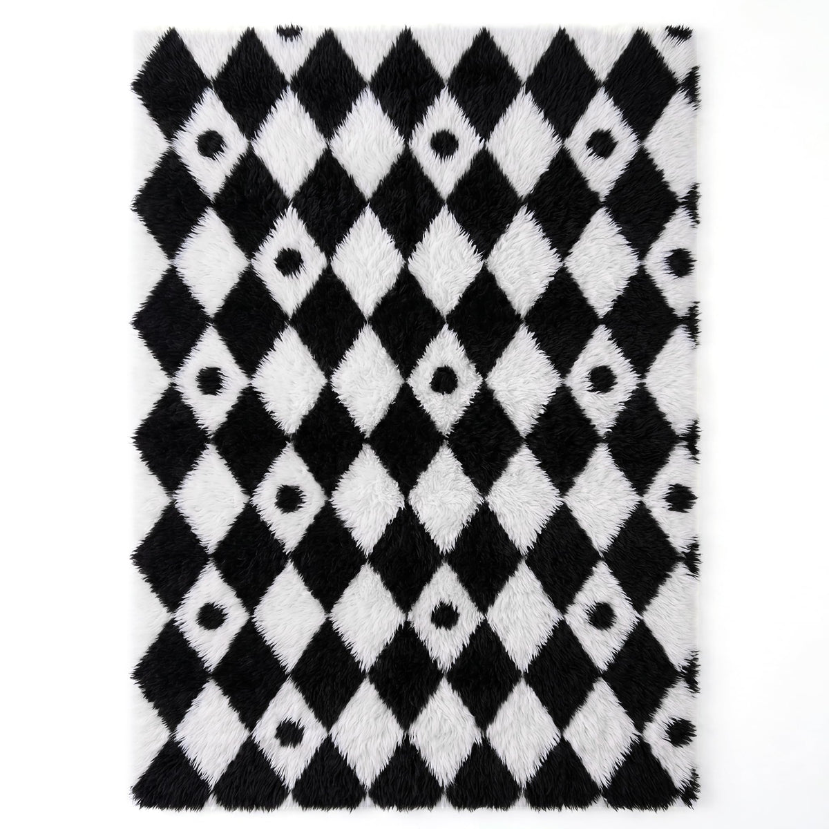 PureCozy Checkered Rug 6x9 Fluffy Shag Living Room Black and White Area Rug Modern Washable Carpet Soft Shaggy Non Slip Indoor Plush Fuzzy Rugs for Bedroom Dorm Office Home Aesthetic Decor