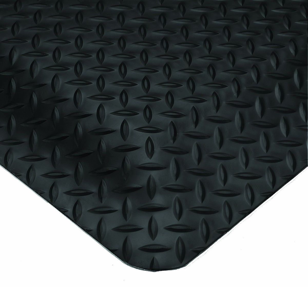 Wearwell Diamond-Plate Select Mat - Black. Anti-Fatigue Workstation Mat. 3' W x 5' L x 9/16" Thickness. PVC Vinyl Surface with PVC Sponge. For Dry Industrial Use (495.916x3x5BK)