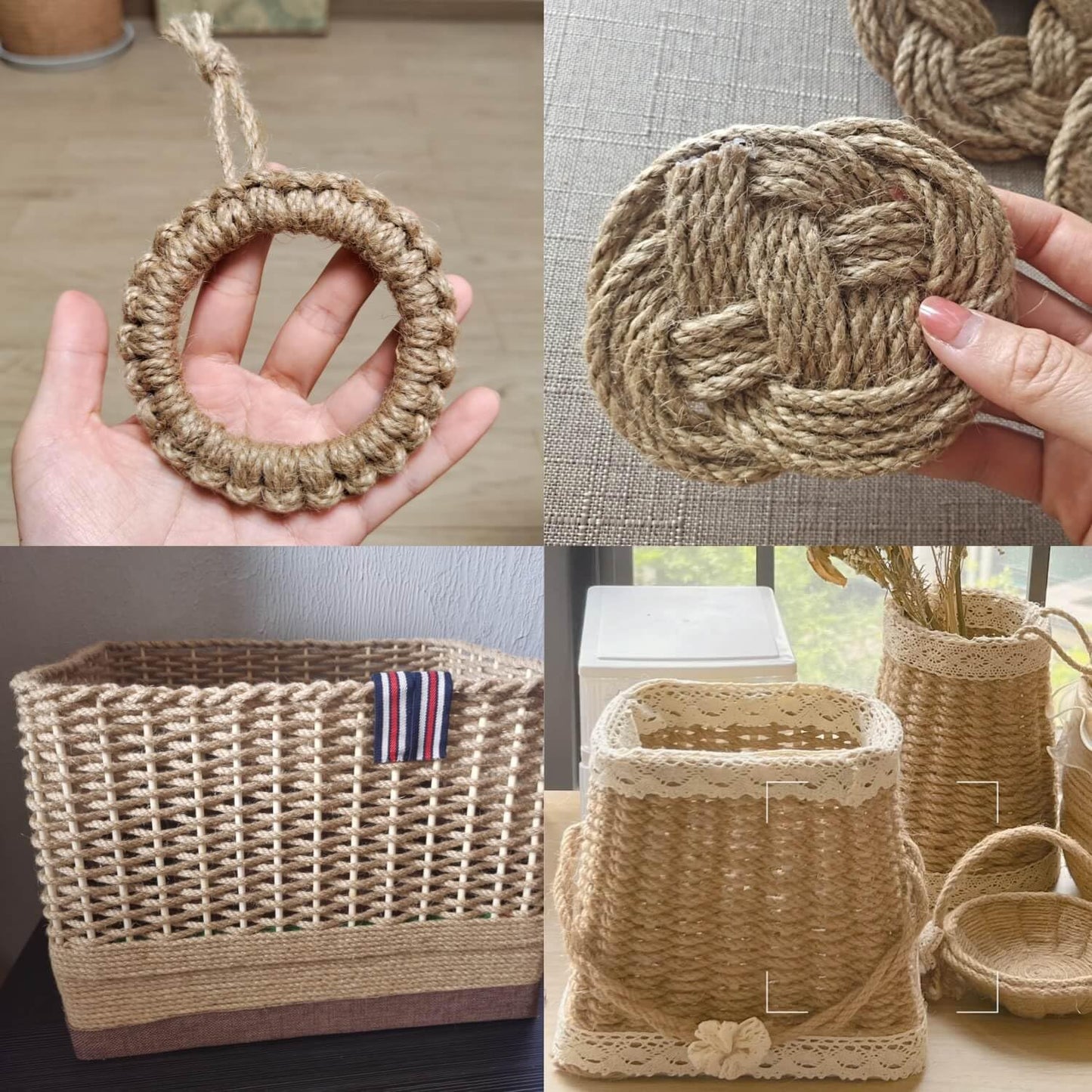 ILIKEEC 5mm Jute Twine, 328 Feet Braided Jute Rope, Heavy Duty and Thick Twine Rope for DIY Artwork, Bundling, Home Decor, Gardening Applications