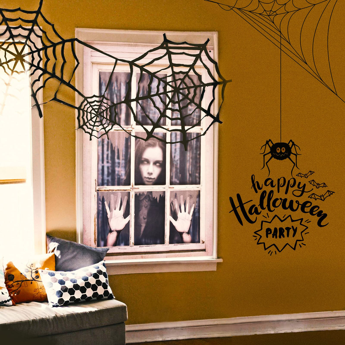 FUN LITTLE TOYS Halloween Female Ghost Screen, Window Door Cover, Party Decors