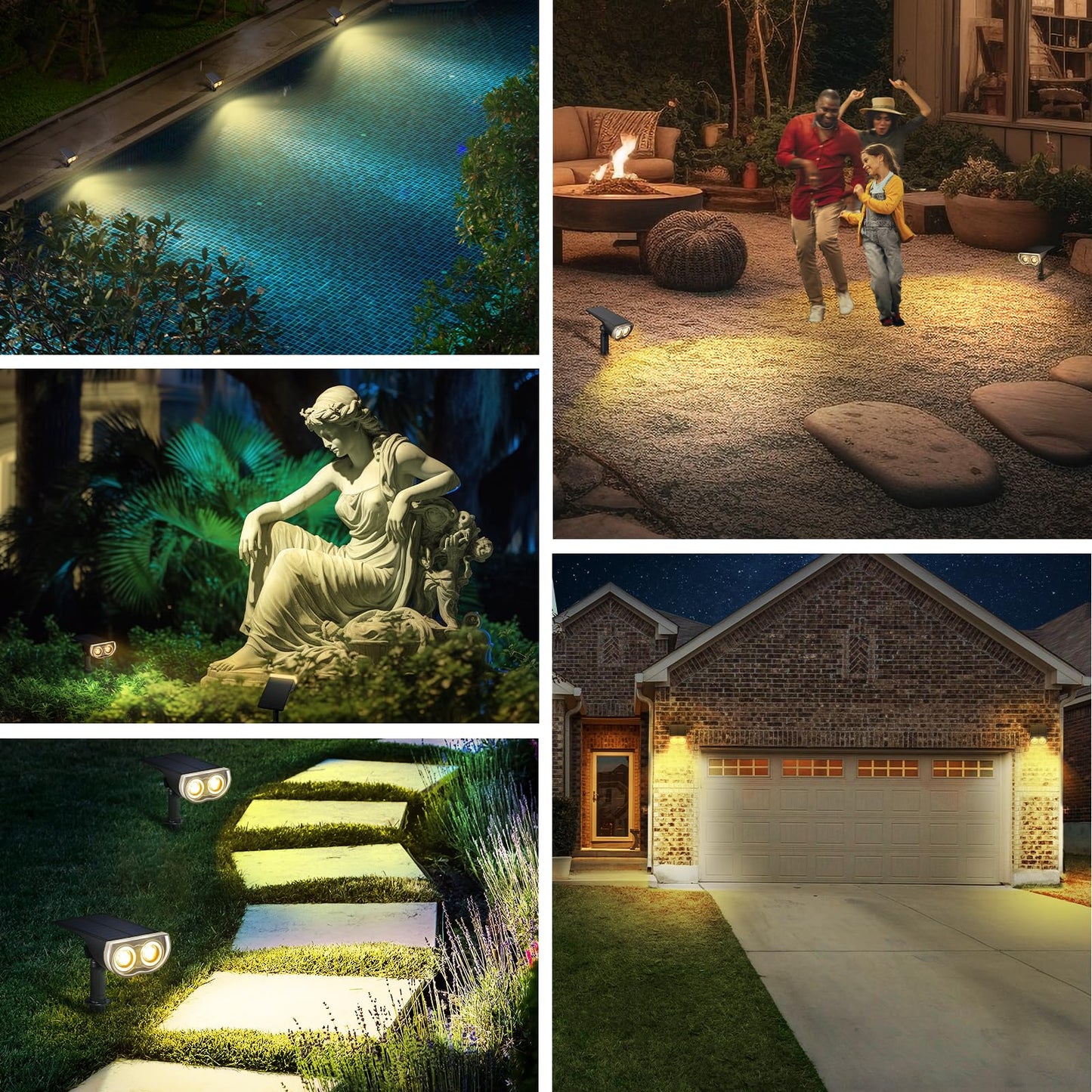Linkind Solar Lights Outdoor StarRayS, Bright Solar Spot Lights Outdoor, IP65 Waterproof Spotlights for Landscape Garden Yard Walkway Patio Tree(Warm White, 6 Pack)