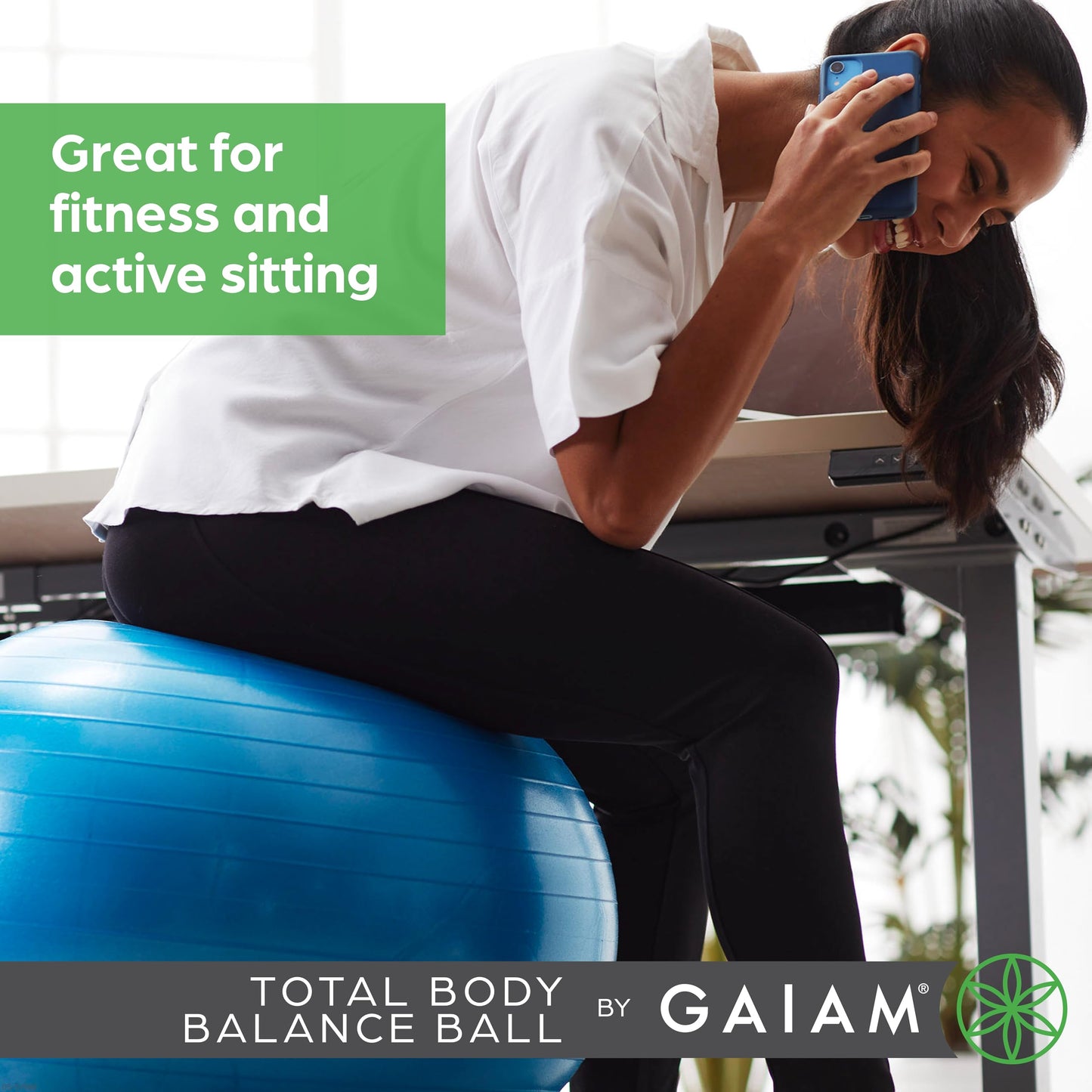 Gaiam 05-51980 Total Body Balance Ball Kit - Includes 55cm Anti-Burst Stability Exercise Yoga Ball, Air Pump & Workout Video - Purple