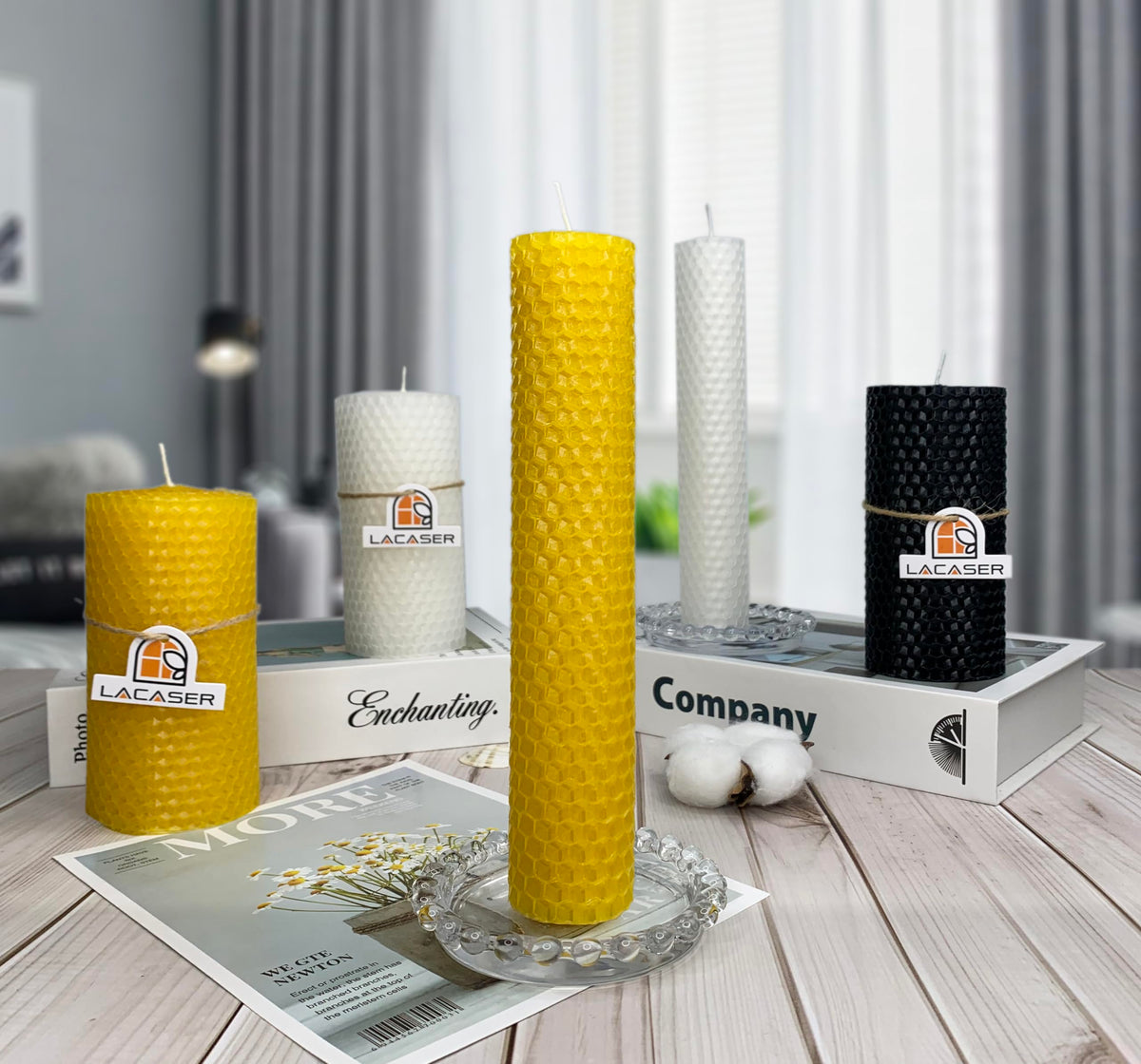 Lacaser Beeswax Candle Making Kit, 10pcs 8"x 8" 100% Beeswax Sheets for Candle Making -Include Bee Ornaments, Lace, Cotton Wicks & Hemp Rope, DIY Candles Making Supplies