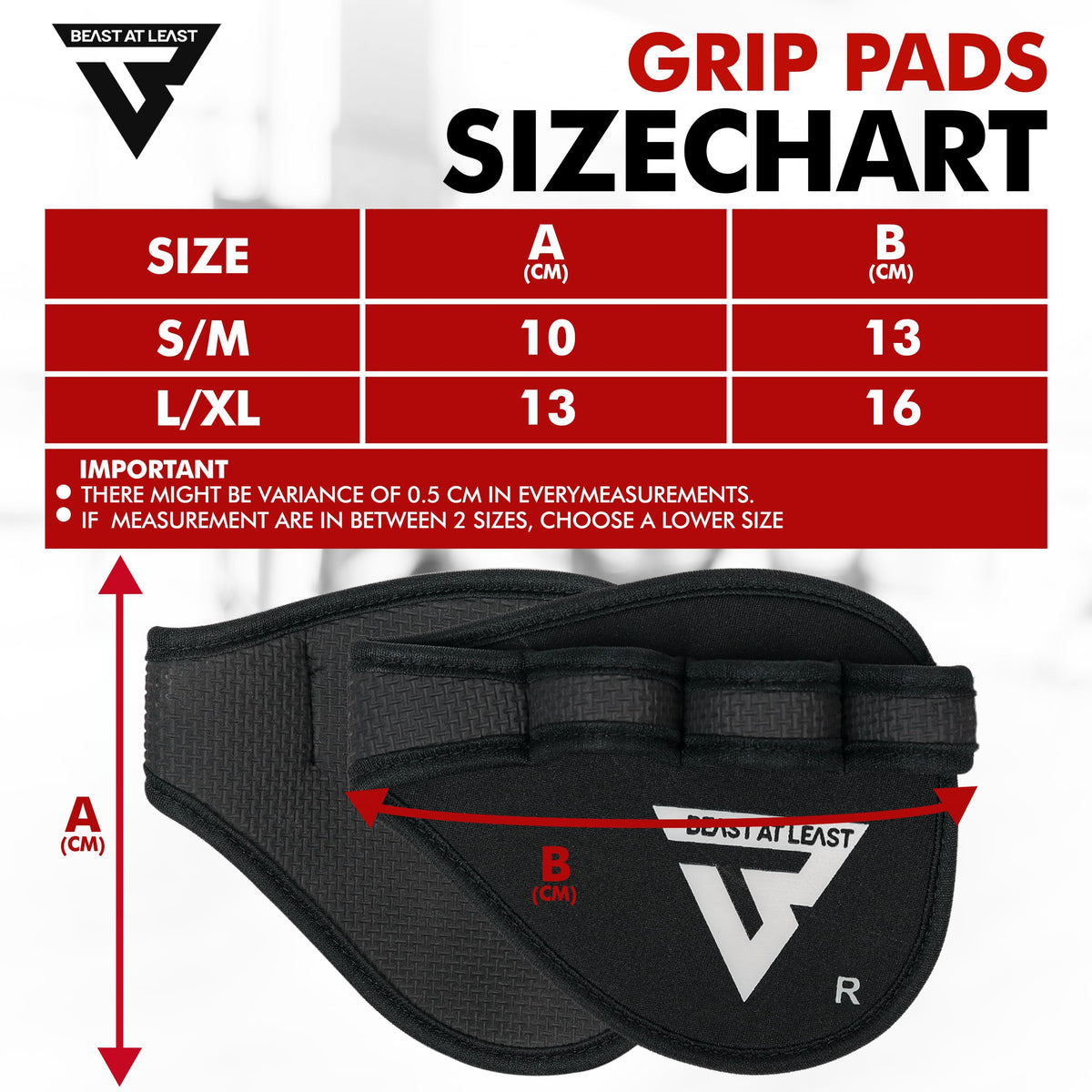 Beast AT Least Grip Pads for Weightlifting – Non-Slip Neoprene Hand Protectors for Men & Women – Enhanced Palm Protection & Comfort – Ideal for Gym Workouts, Crossfit & Pull-Ups (Black, S/M)