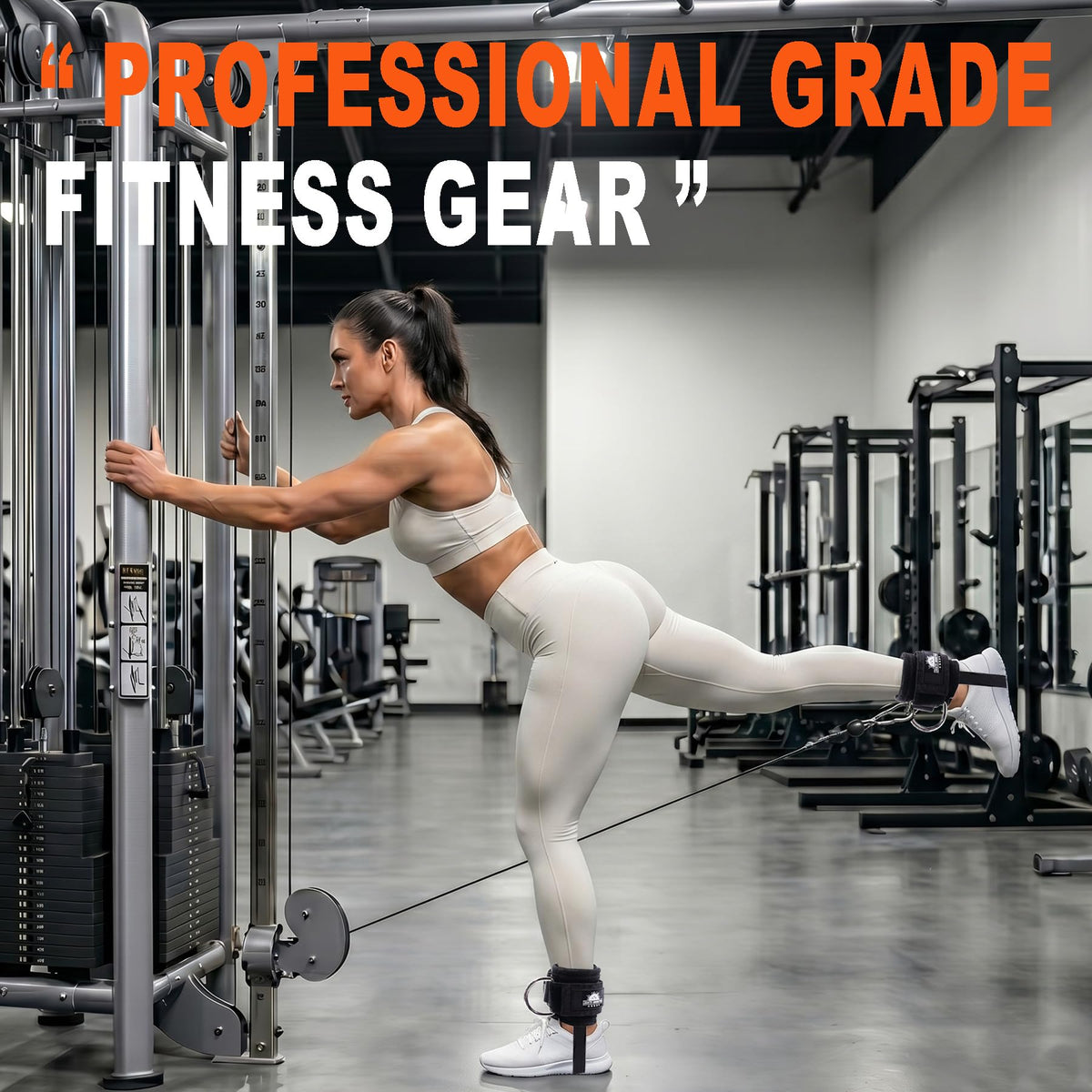 Sliding D-ring Ankle Straps for Cable Machine, Stirrup Style Leg Cuffs with Under-Foot Strap, Long-lasting Non-slip Glute Kickback Attachments for Women Men