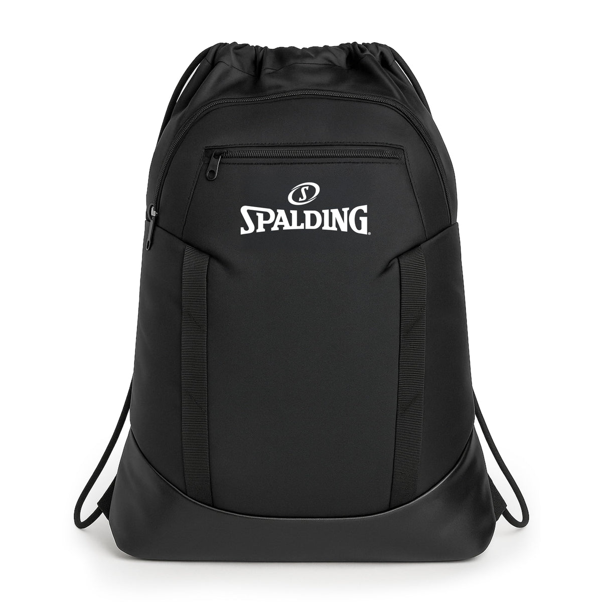 Spalding Drawstring Backpack Sports Bag | Black Waterproof Gym Bag | Cinch Sack with Separate Shoe and Ball Holder| for Travel, Basketball, Sports, 2 Pack