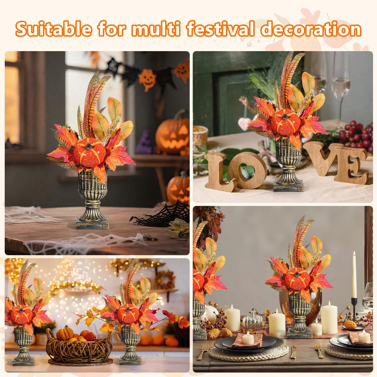 Nuokin Halloween Decorations Artificial Imitation Pumpkin Table Shelf Thanksgiving Autumn Indoor Home Decor Gifts (1PCS, ONE Size)