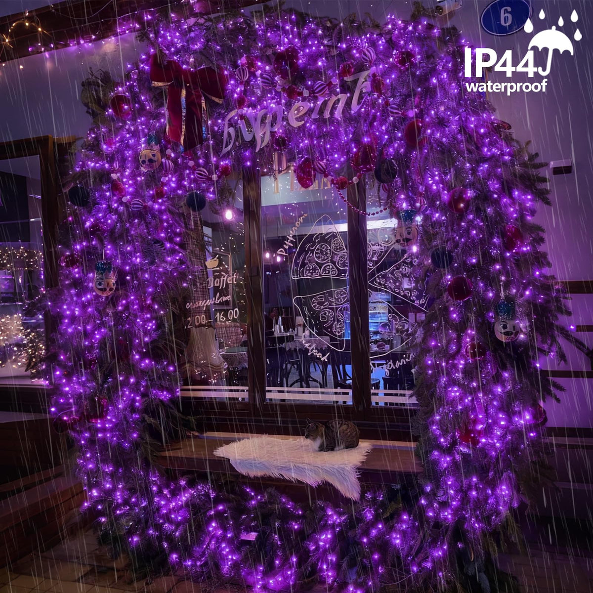 YEGUO 165ft 500 LED String Lights Outdoor Waterproof, Purple Christmas Lights Plug in, Twinkle Christmas Tree Lights Indoor with Timer Memory 8 Modes