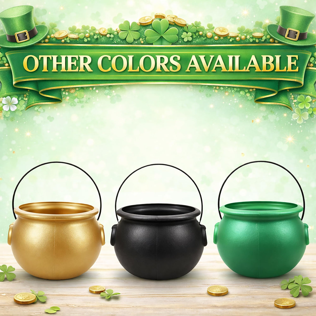 GiftExpress 8" Black Cauldron Bucket – Halloween Candy Bowl, Trick or Treat, St. Patrick's Pot of Gold Decor, Witch Kettle for Party Supplies
