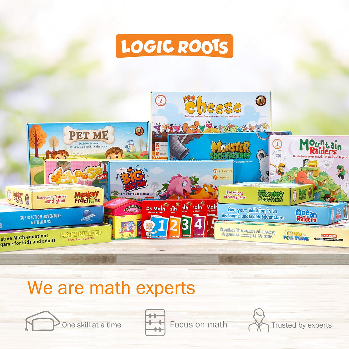Logic Roots Addition and Subtraction Game - Fun Math Board Game for 6-8 Year Olds, Easy to Play Educational Game for Kids at Home, STEM Toy Gift for Girls & Boys (Cloud Hoppers + Moutain Raiders)