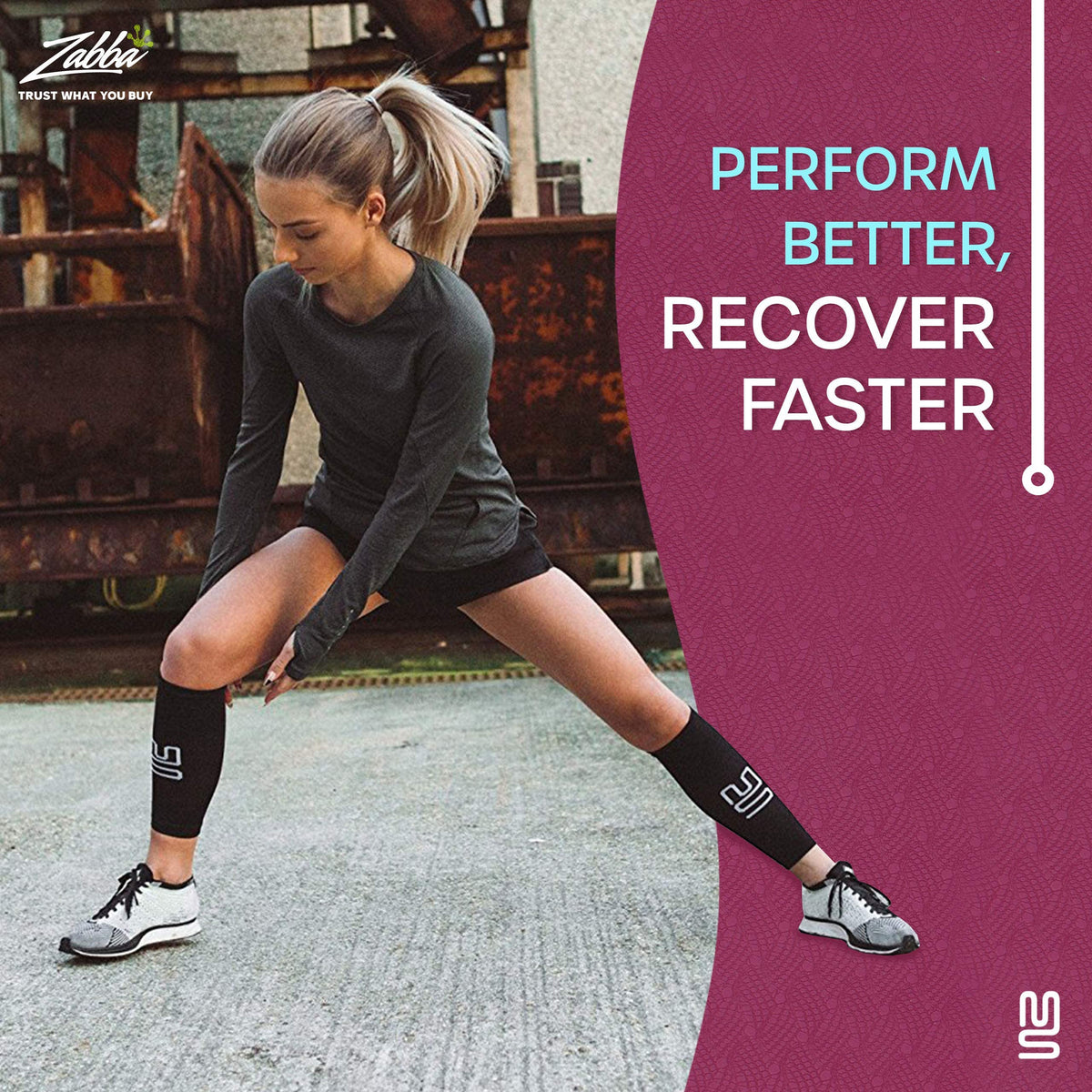 Modetro Sports Calf Compression Sleeves - Leg Sleeves for Men and Women - Support Brace for Running Flights Shin Splints