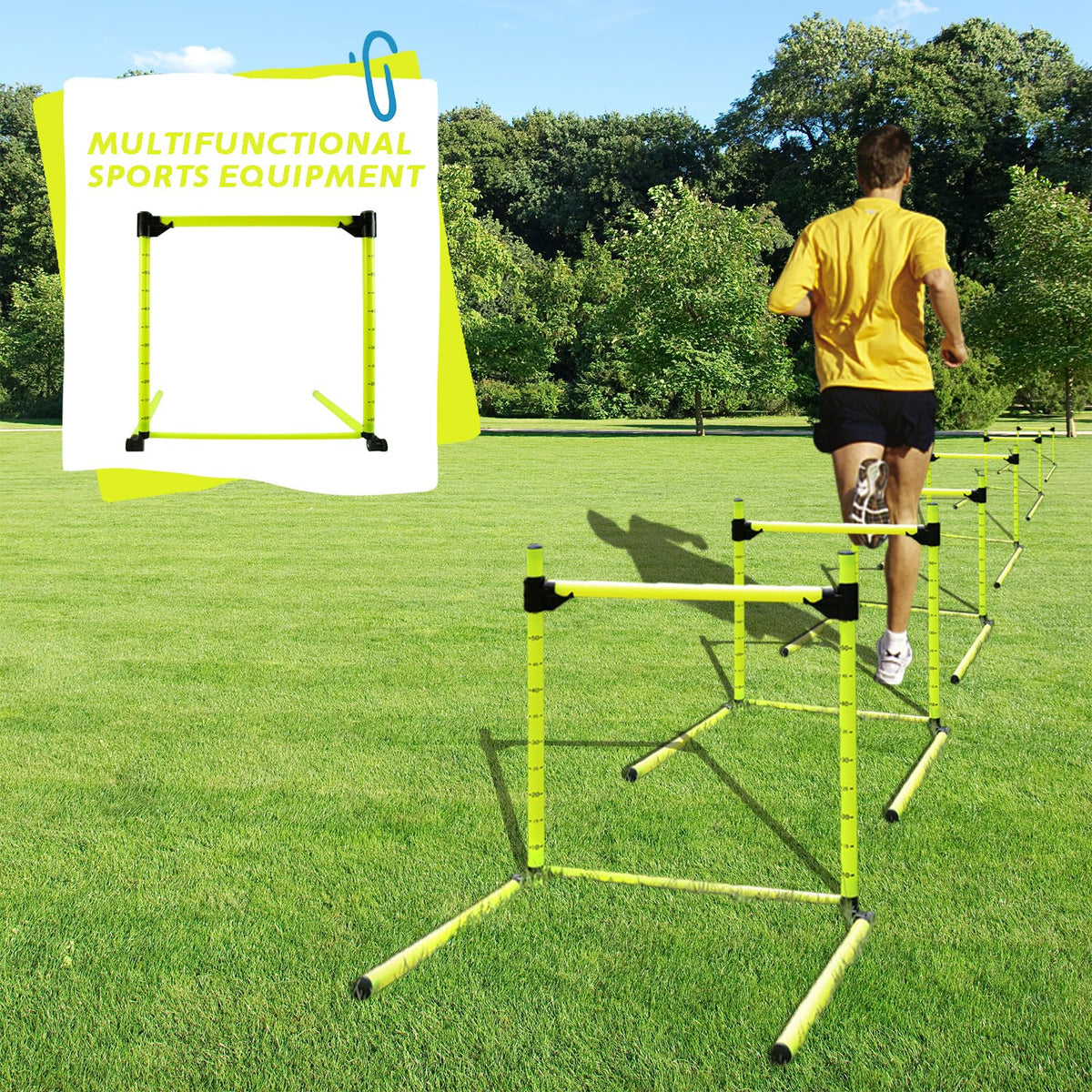 3PC Adjustable Hurdles with 3 Carring Bags, Detachable Agility Training Equipment with Scale, Football Practice Hurdle, Indoor & Outdoor Jumping Speed Hurdles for Athletes, Soccer, Basketball