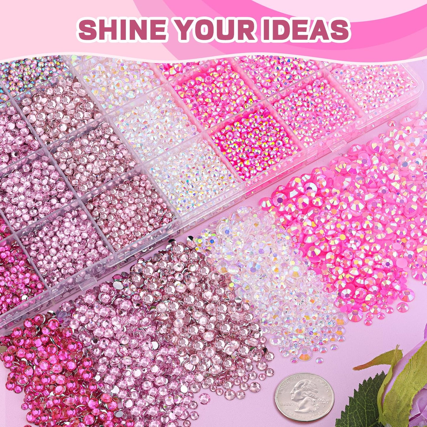 20000Pcs Pink Rhinestones for Bedazzling Kit with 3Pcs B7000 Jewelry Glue, Resin Rhinestones for Crafting Crafts,Bedazzler Kit Flatback Gems for Clothing Shoes Tumblers Nail Art