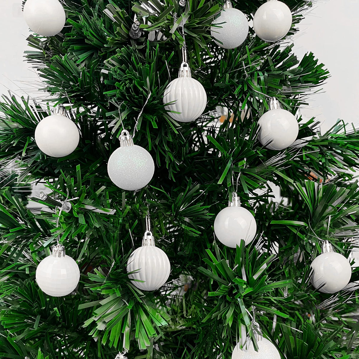 Lulu Home Christmas Ball Ornaments, 34 Ct 1.57" Pre-Strung Hanging Ornament Decorations, Xmas Shatterproof Plastic Balls for Holiday Party Wreath Garlands Trees, White