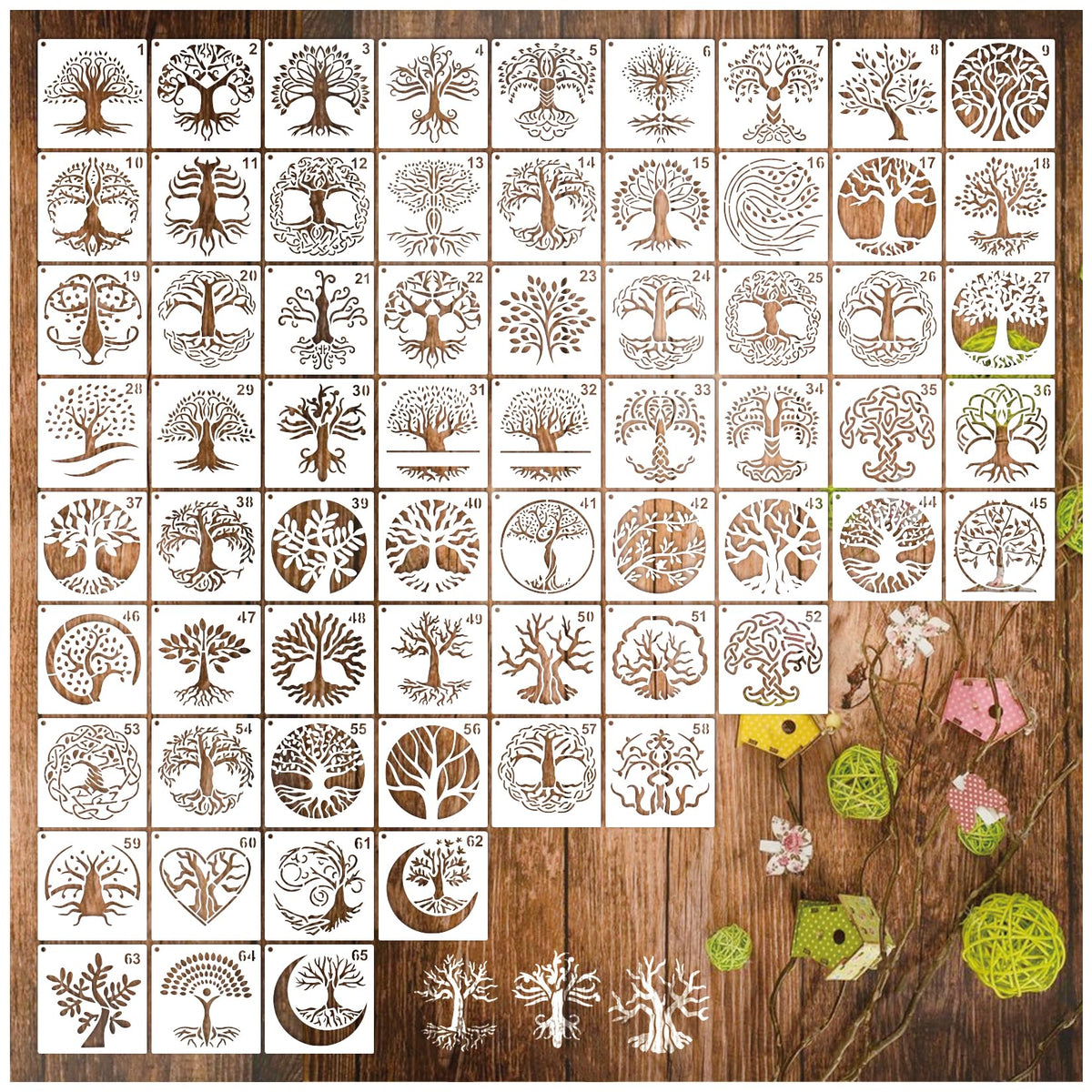 Small Stencils for Painting on Wood Burning Reusable, 3 Inch Reusable Stencil for Craft Ornament Paint Template Stencils for Wall Card Rock Wood Signs Coasters Canvas Home Decor(Tree)