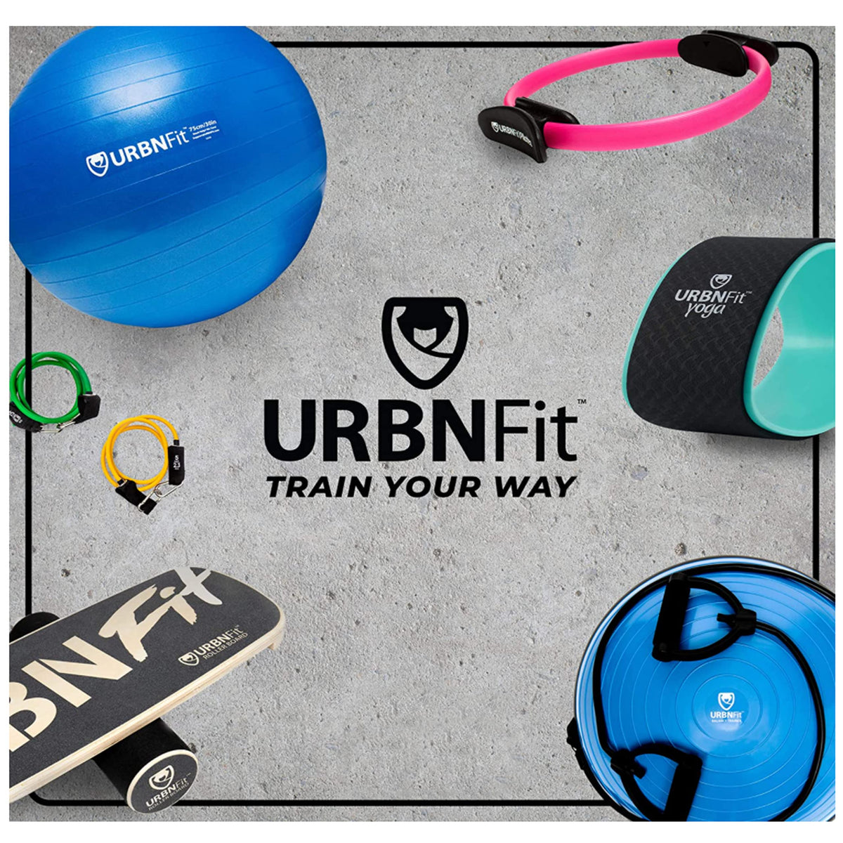 URBNFit Exercise Ball - Yoga Ball in Multiple Sizes for Yoga, Pilates, Pregnancy, Stability - Anti-Burst Swiss Balance Ball w/Quick Pump – Office Ball Chair for Home and Gym – 26 Inch - Blue