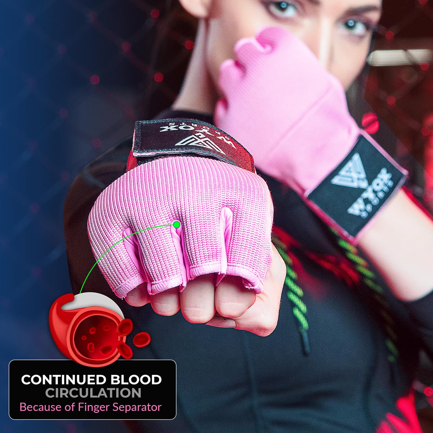 WYOX Gel Boxing Hand Wraps Inner Gloves for Men & Women ā 80cm Quick Wrist Strap, Padded Knuckle Support, Fingerless MMA Muay Thai Kickboxing Wraps for Training, Punching & Martial Arts