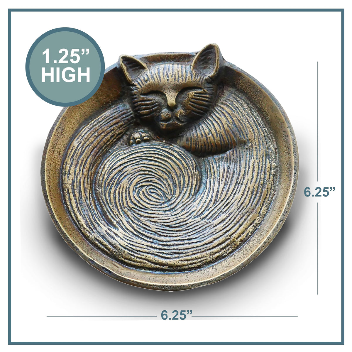 Antique Brass Cat Dish - Small Tray, Handcrafted Gift for Pet Lovers, Perfect for Cat Owners - Jewelry Ring Keepsake Trinket Tray