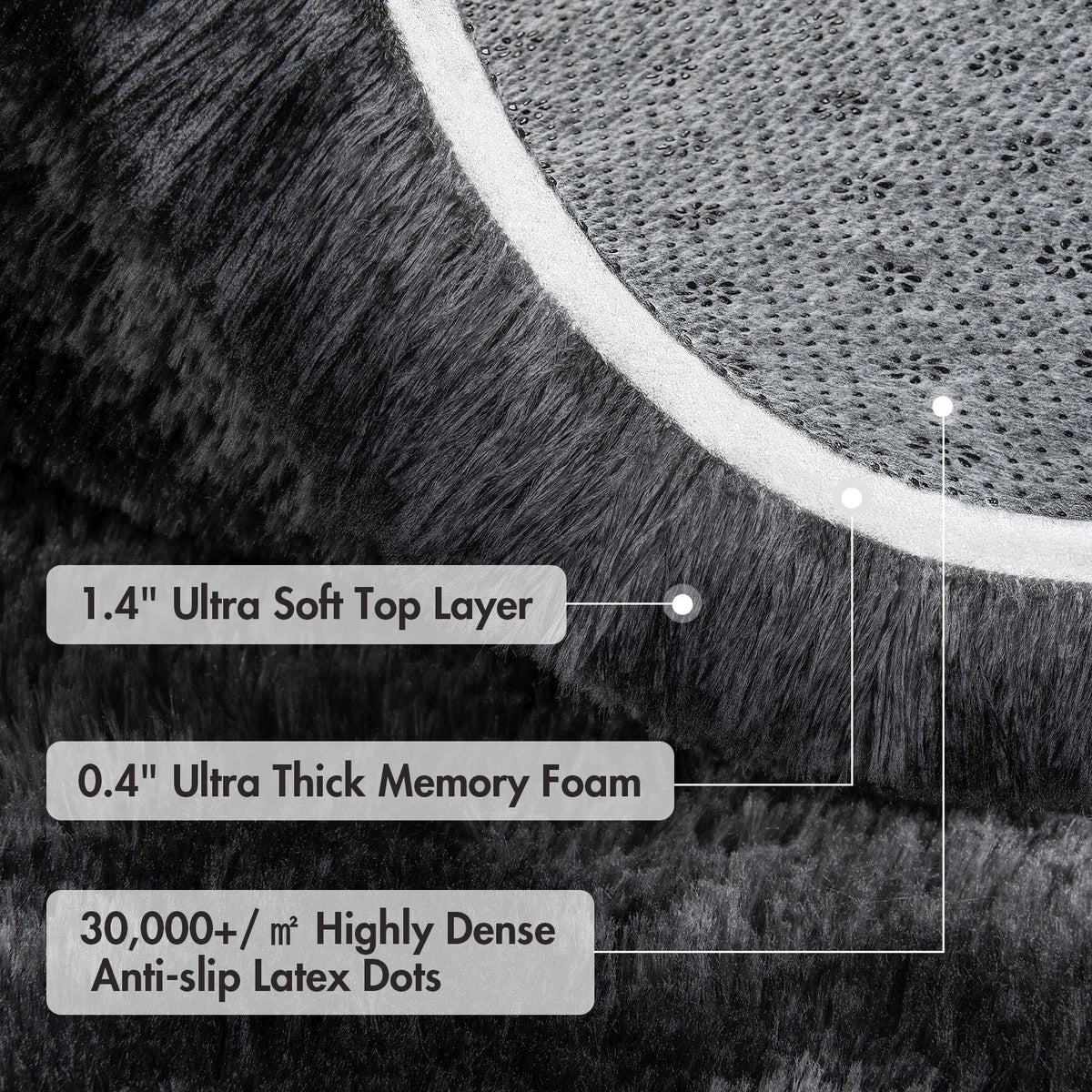 6x9 Ft Large Shag Rugs for Living Room Decor, Tie-Dyed Ultra Soft Fluffy Furry Area Rugs for Bedroom Indoor Floor, Aesthetic Carpet for Kids Home (Dark Grey)
