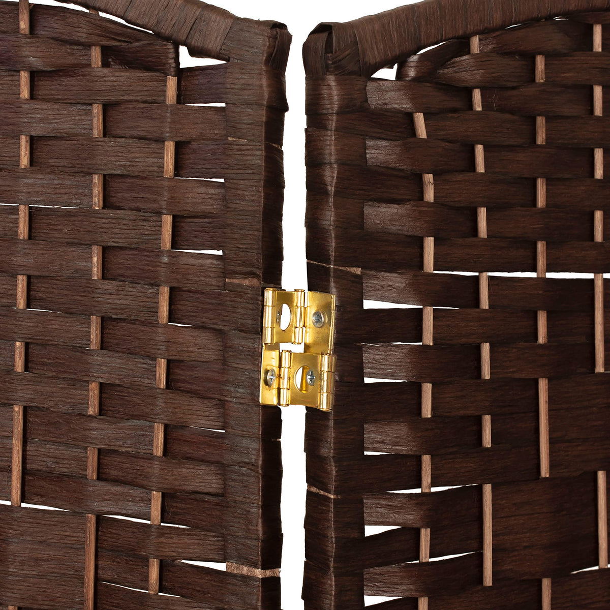 Red Lantern 2 ft. Short Diamond Weave Fiber Folding Screen - Dark Mocha - 4 Panel