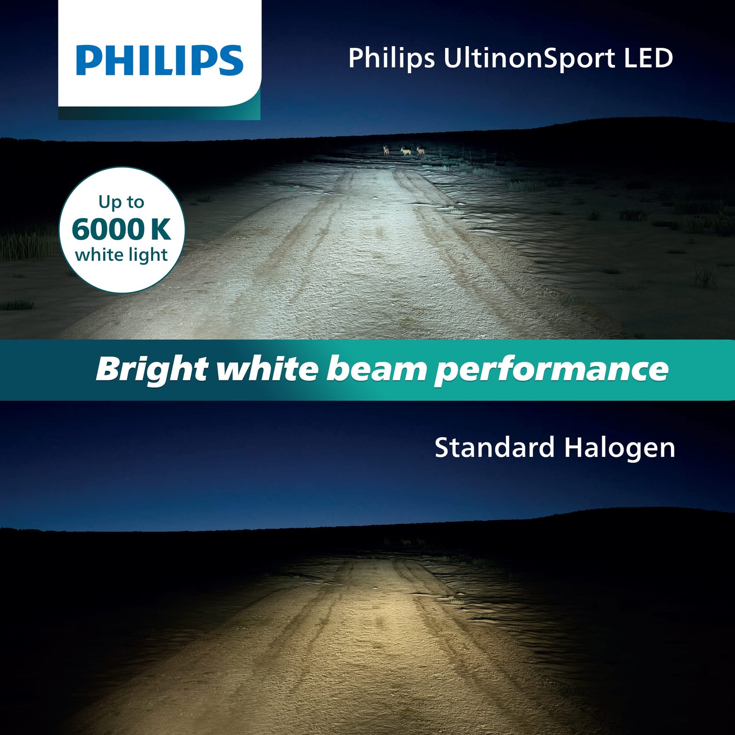 Philips UltinonSport 9007 LED Fog Light Bulbs, 2 Pack, Clear
