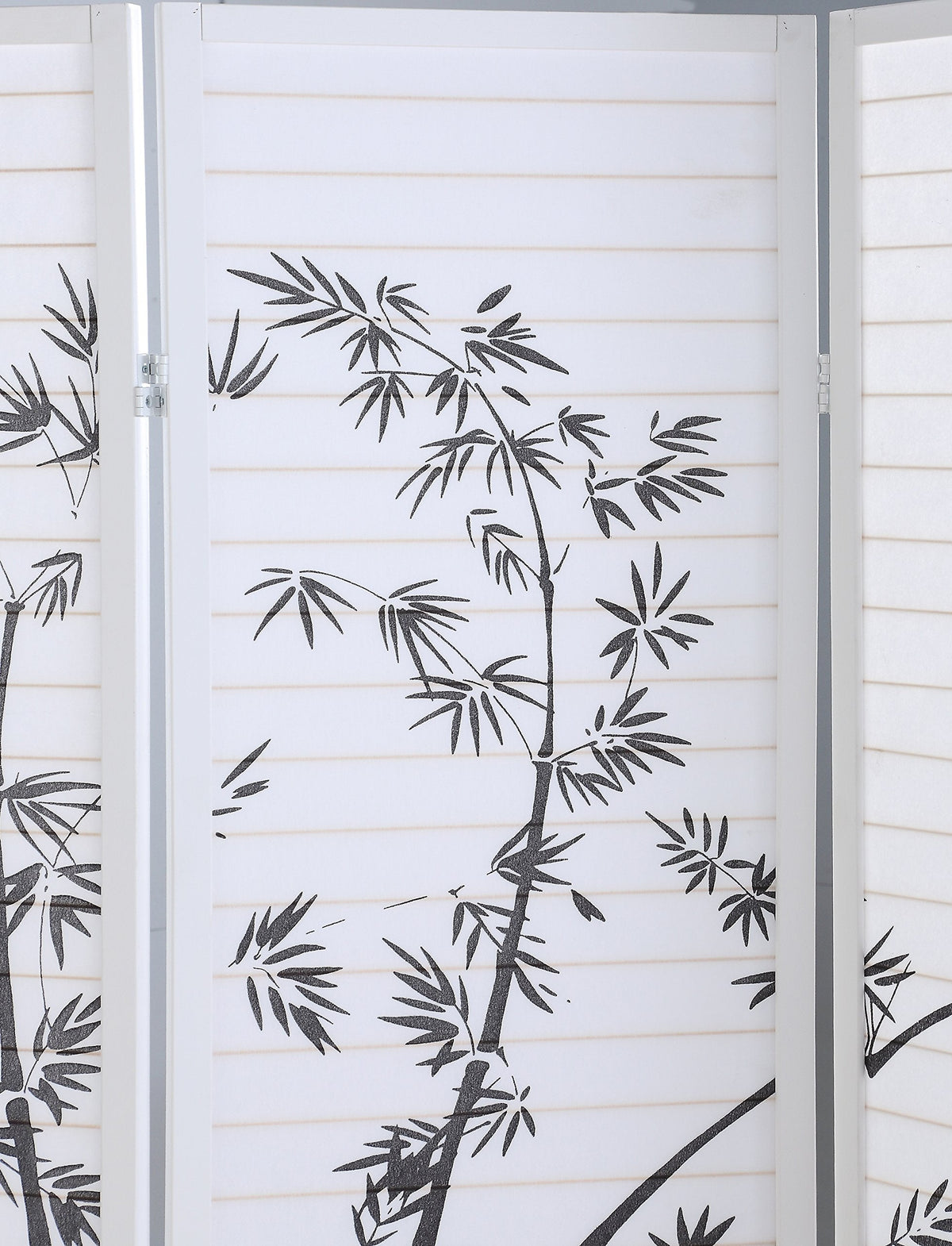 Roundhill Bamboo Print 4-Panel Framed Room Screen/Divider, white