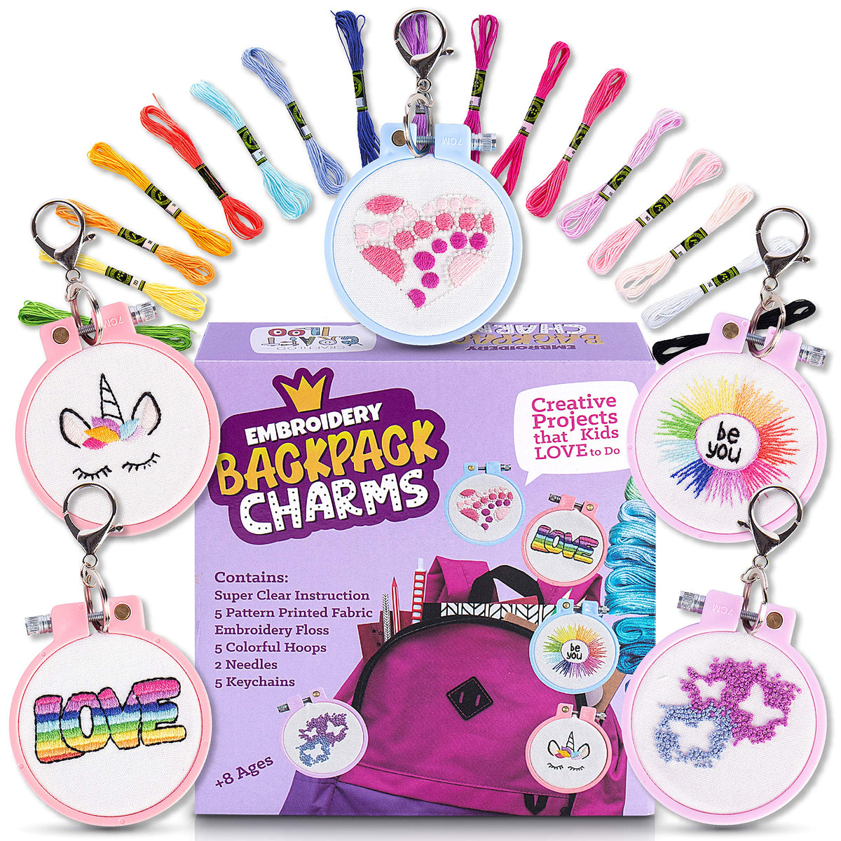 5 Stamped Embroidery kit With Embroidery Patterns. Embroidery Kit For Beginners, Needlepoint Kits For Beginners. Best Beginner Embroidery Kit For Kids Embroidery Starter Kit Cross Stitch Kits