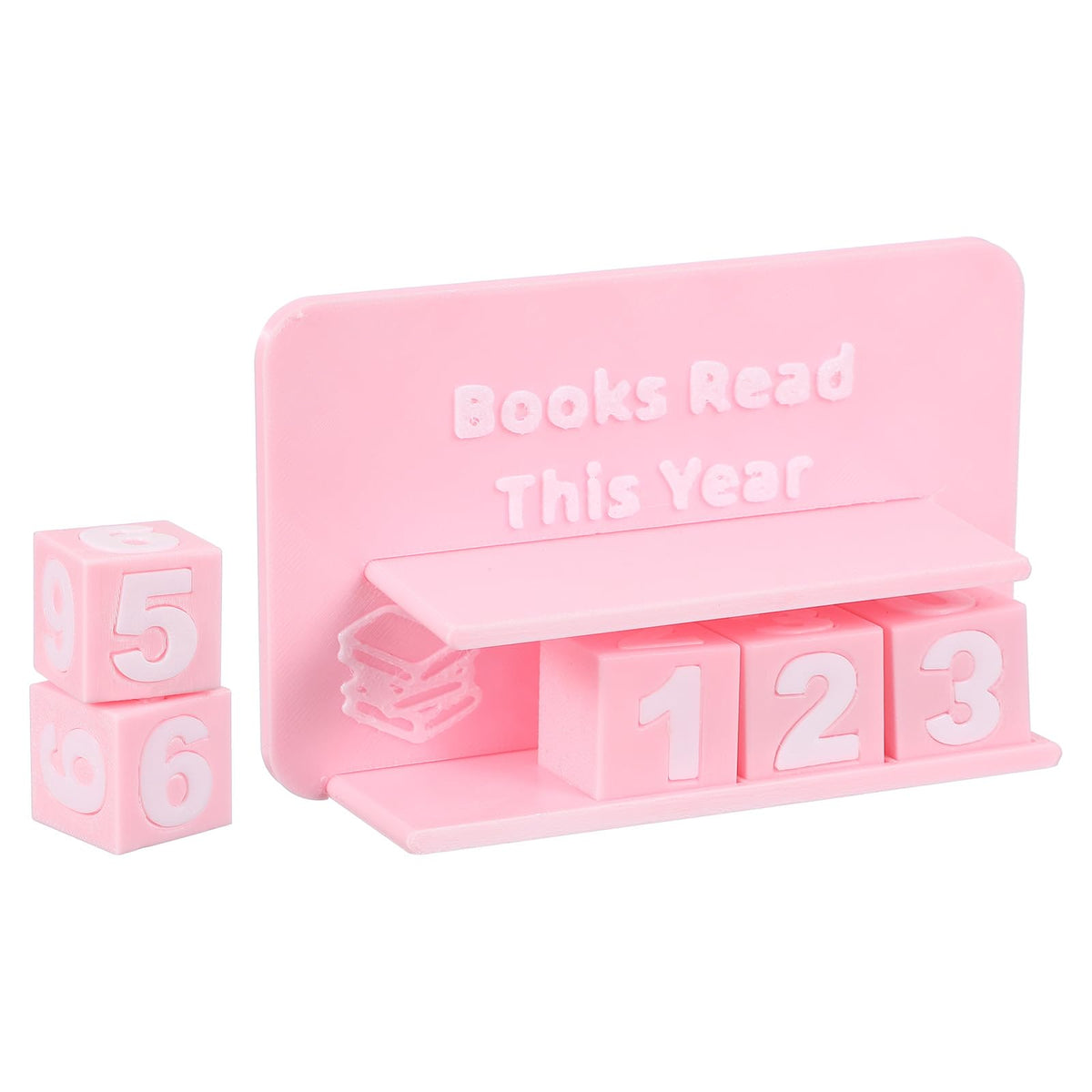 PATIKIL Books Read This Year Tracker, 3D Reading Challenge Counter Sign Library Bookshelf Decor Reading Challenge Number Up to 999 Books Gift for Reader Book Lovers Teachers, Pink